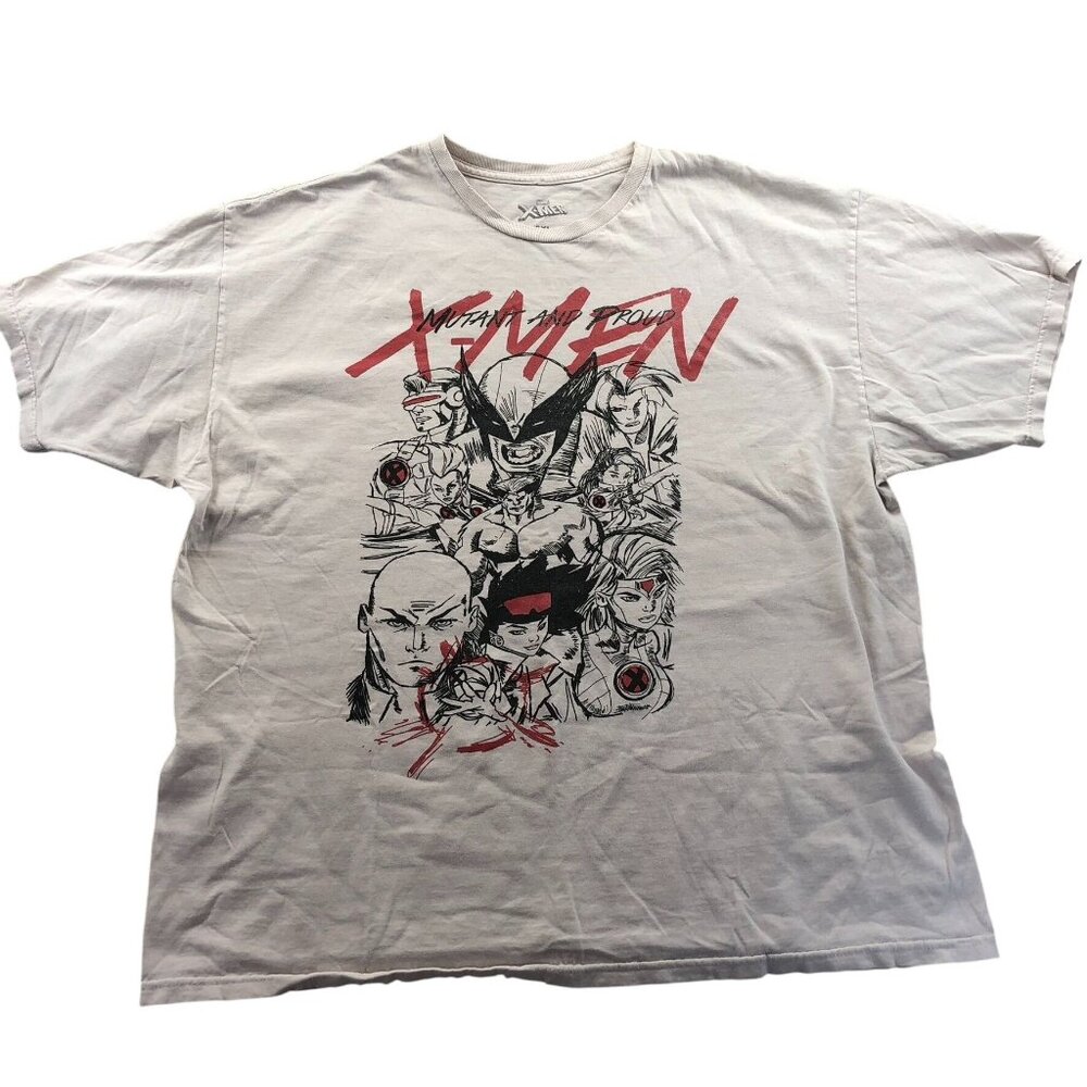 Marvel Mens X-Men Mutant & Proud T-Shirt 2XL White Short Sleeve Graphic Tee